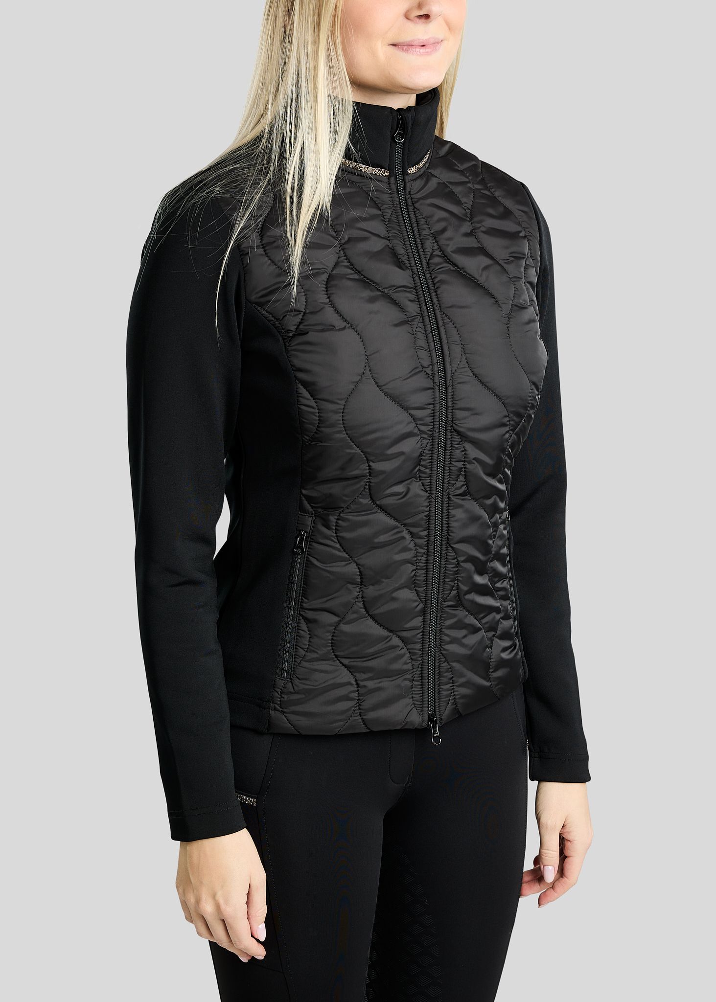  MoVeronica Hybrid Jacket w. Golden Quartz Crystal Tape and Crystals - Black 