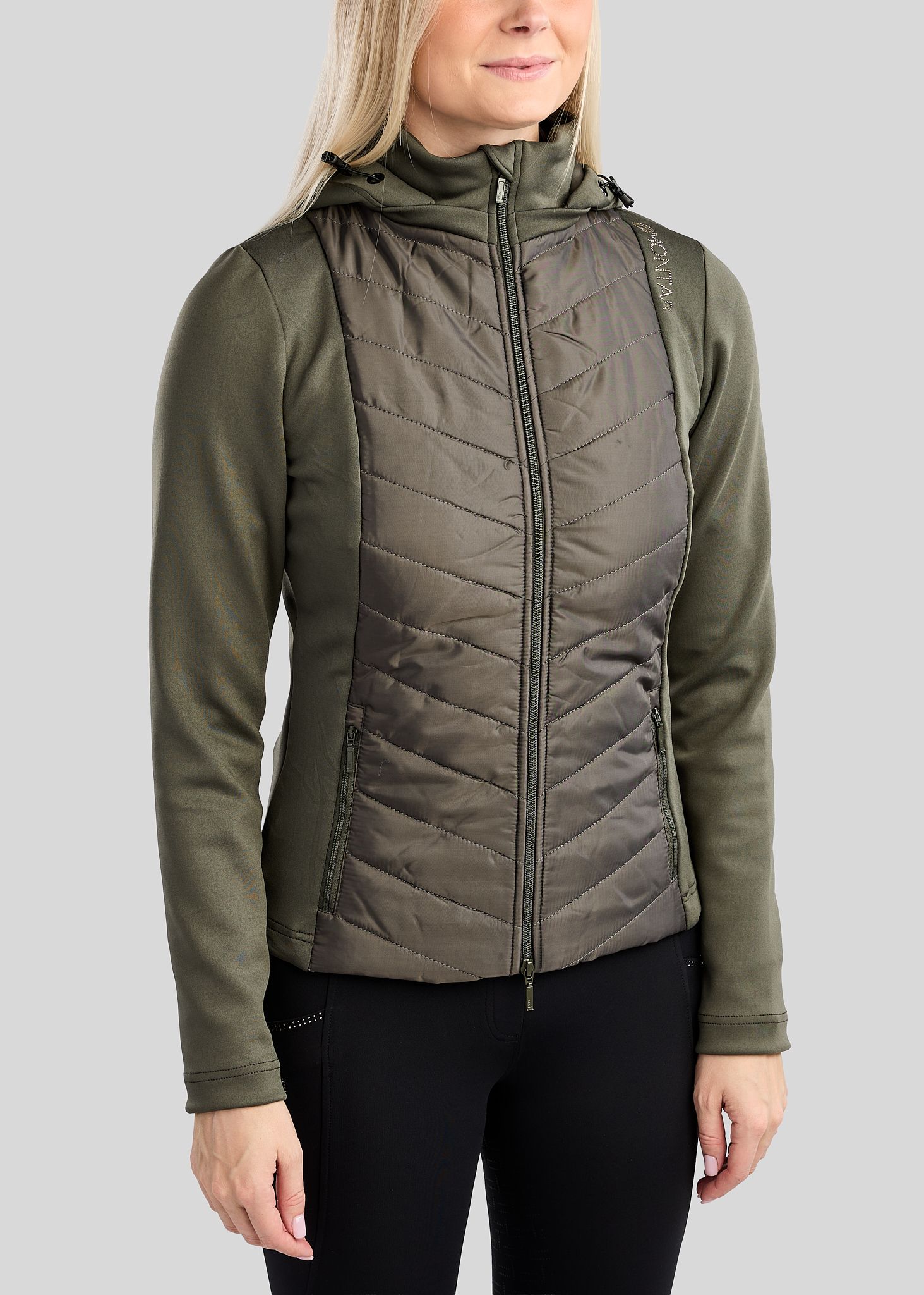 MoEverline Hybrid Jacket  w. Detachable Hood and Golden Quartz Crystsals - Forest Green 