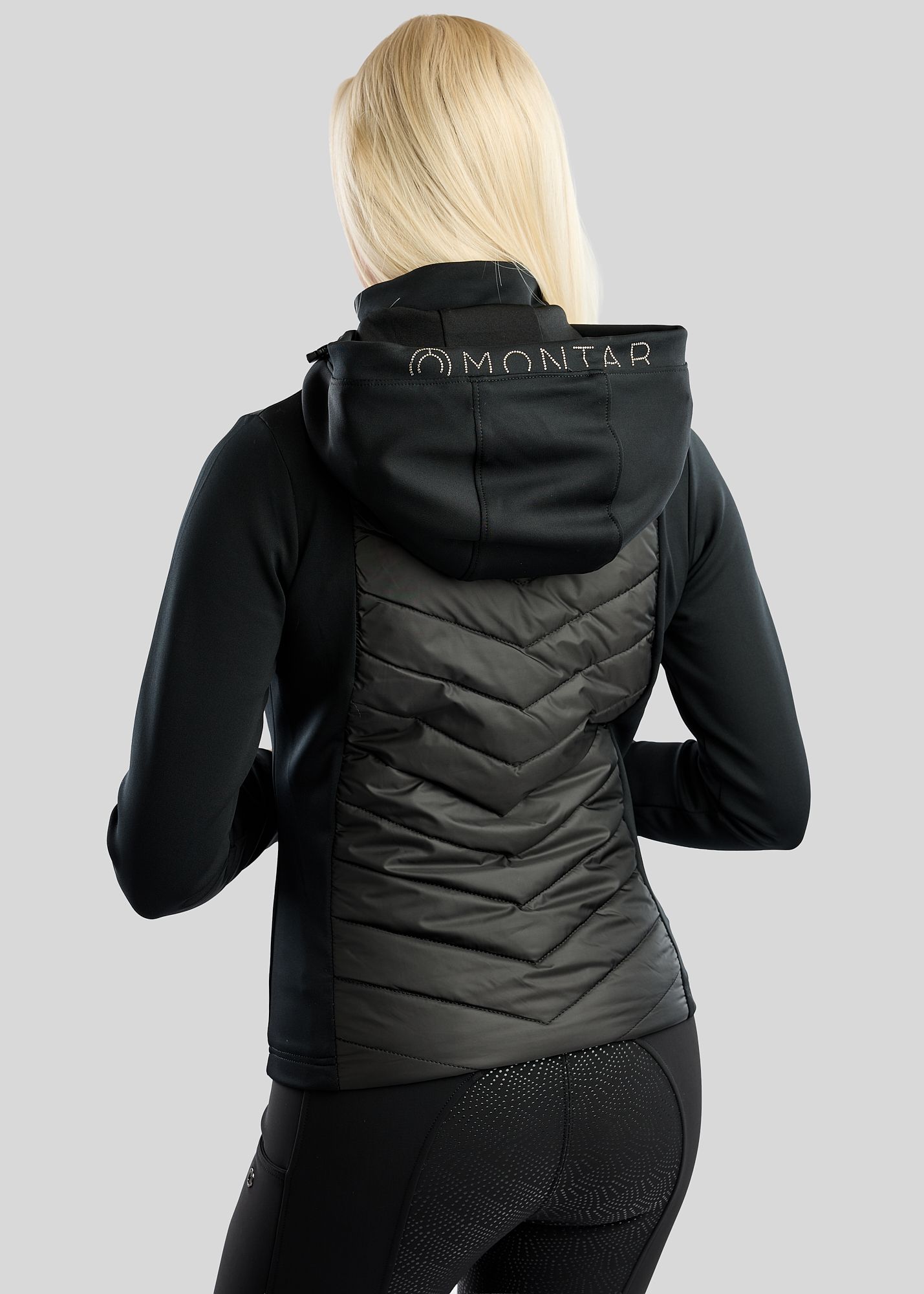 MoEverline Hybrid Jacket  w. Detachable Hood and Golden Quartz Crystsals - Black 