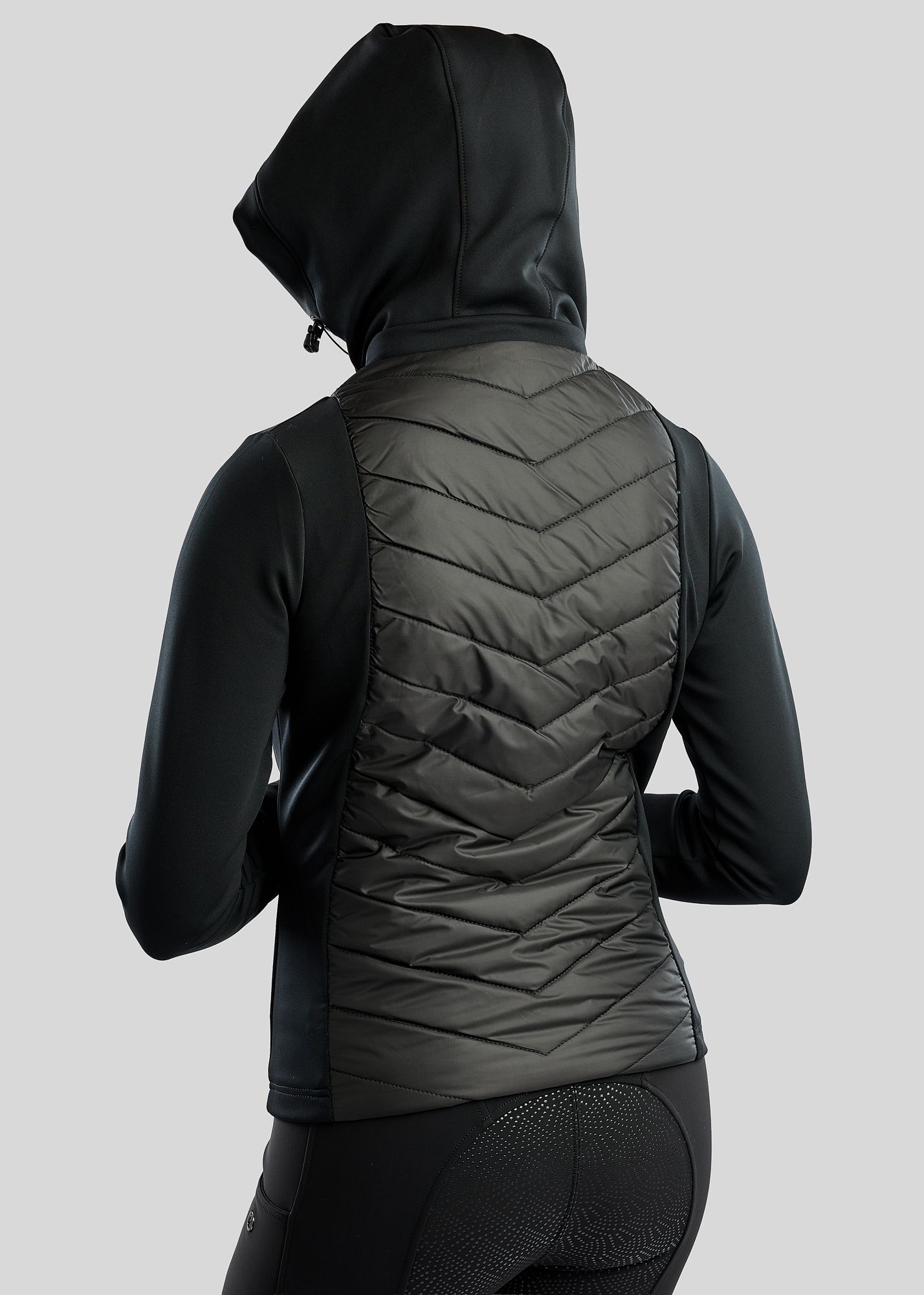 MoEverline Hybrid Jacket  w. Detachable Hood and Golden Quartz Crystsals - Black 
