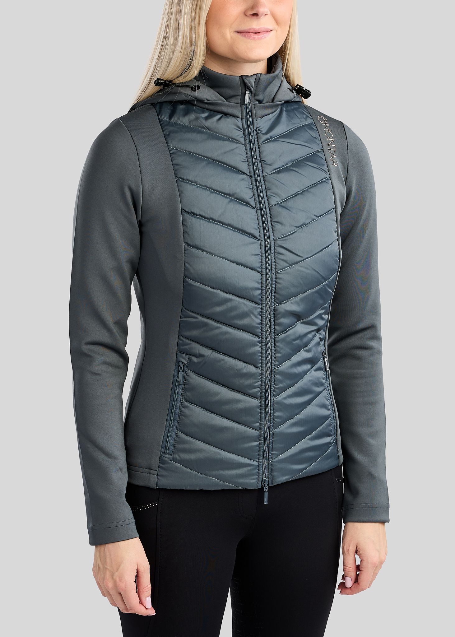 MoEverline Hybrid Jacket  w. Detachable Hood and Golden Quartz Crystsals - Dark Slate 