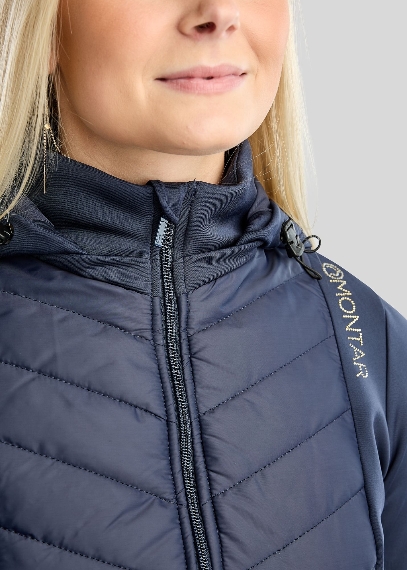 MoEverline Hybrid Jacket  w. Detachable Hood and Golden Quartz Crystsals - Navy 