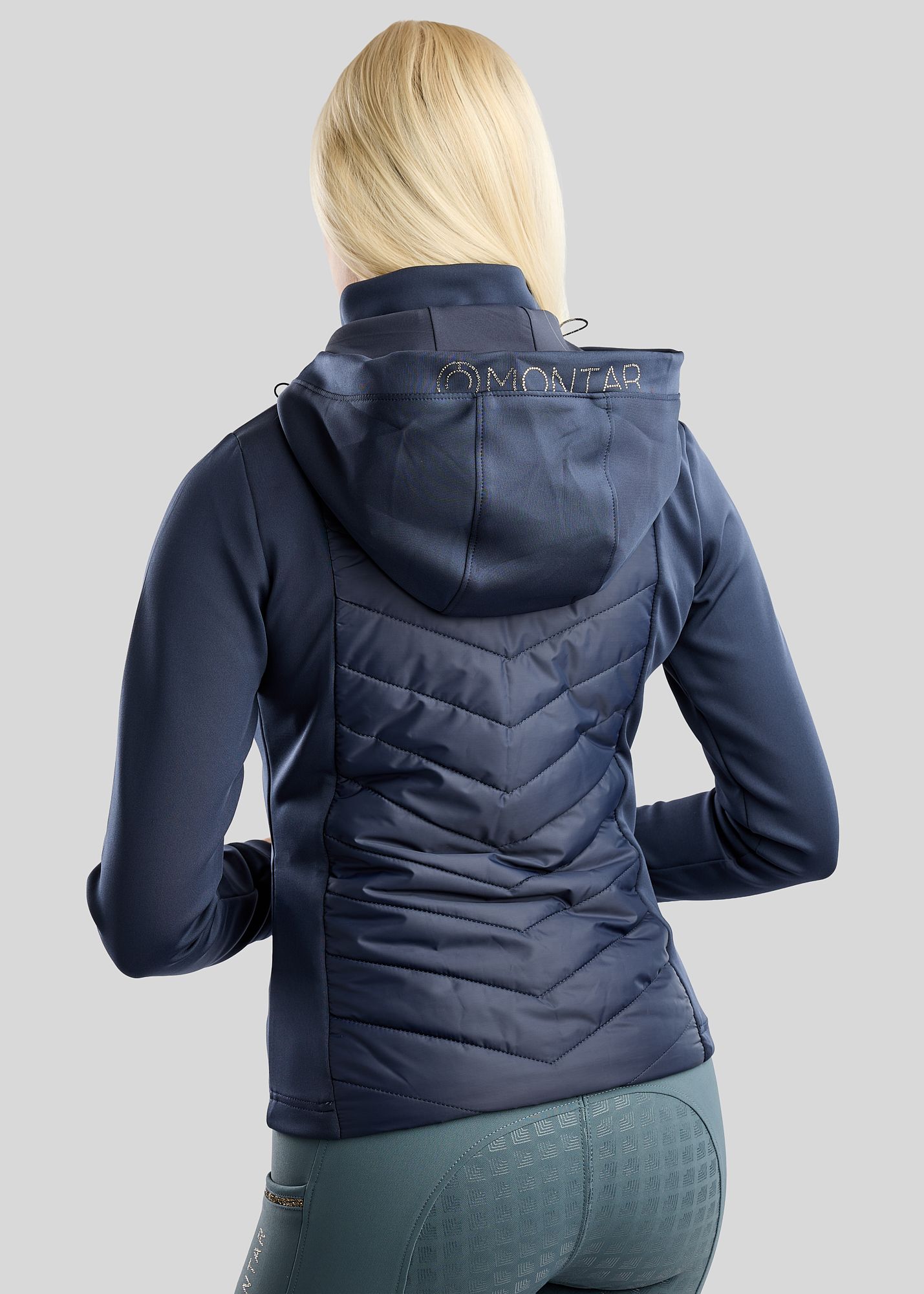 MoEverline Hybrid Jacket  w. Detachable Hood and Golden Quartz Crystsals - Navy 