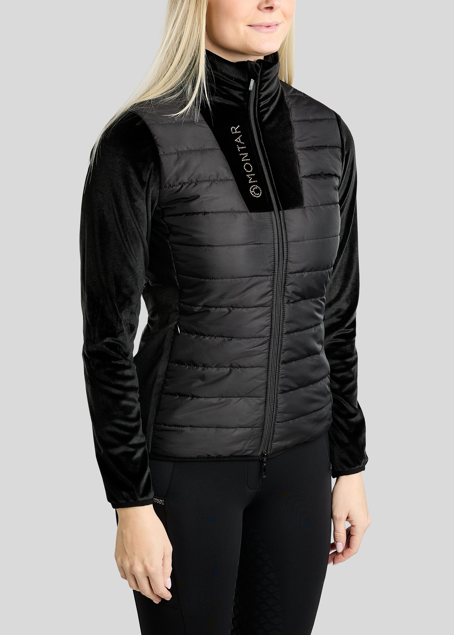 MoValerie Hybrid Jacket w. Velvet and Golden Quartz Crystals - Black 