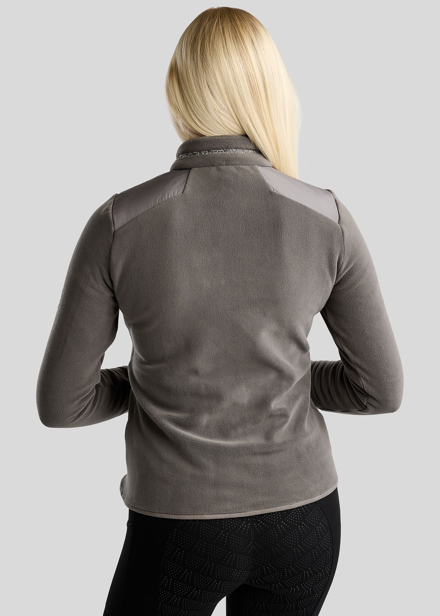 MoEllie Full Zip Jacket w. Fleece and Gun Metal Crystal Tape - Grey 