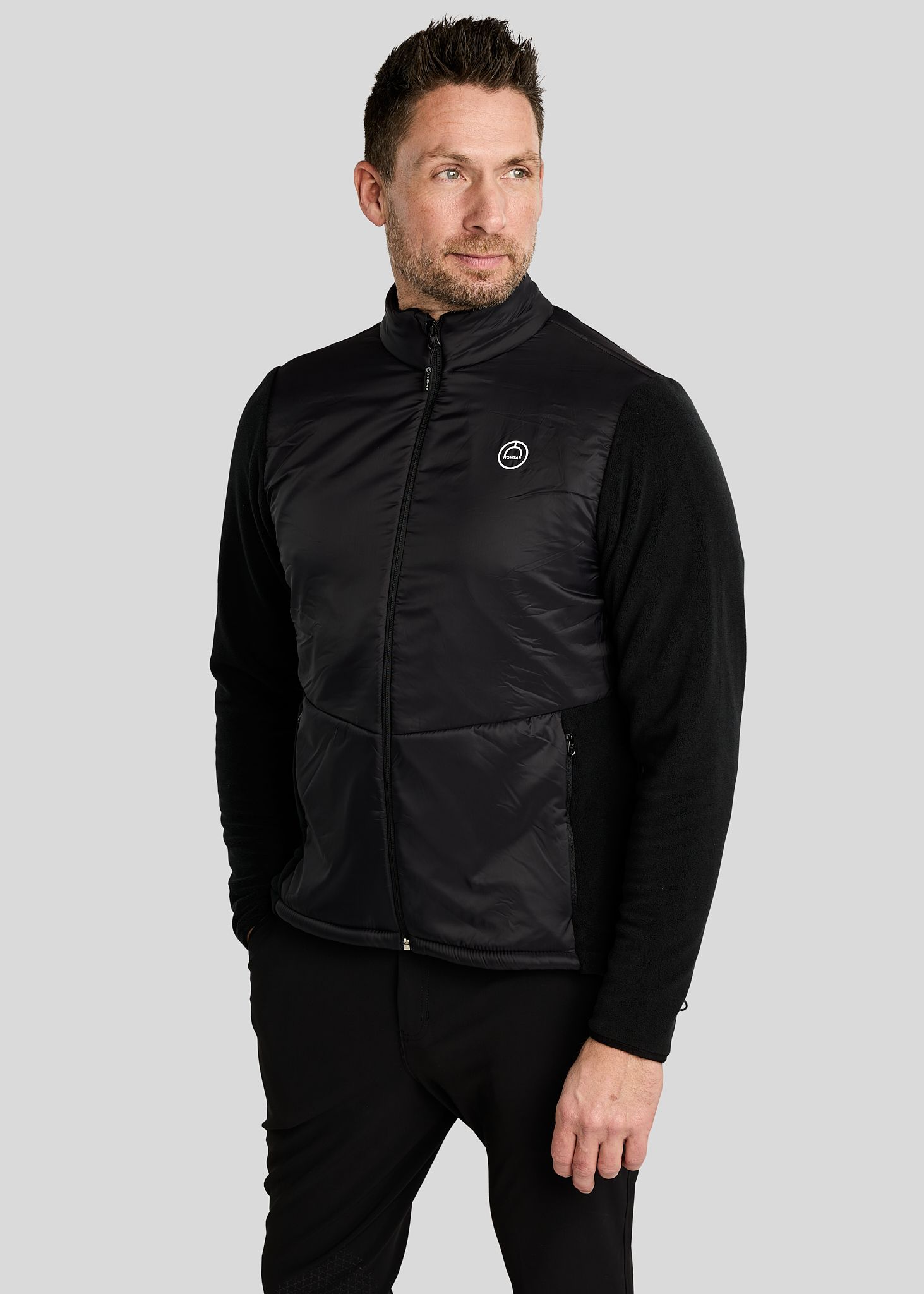 MoToby Herre Fleece Jakke m. Nylon - Sort 