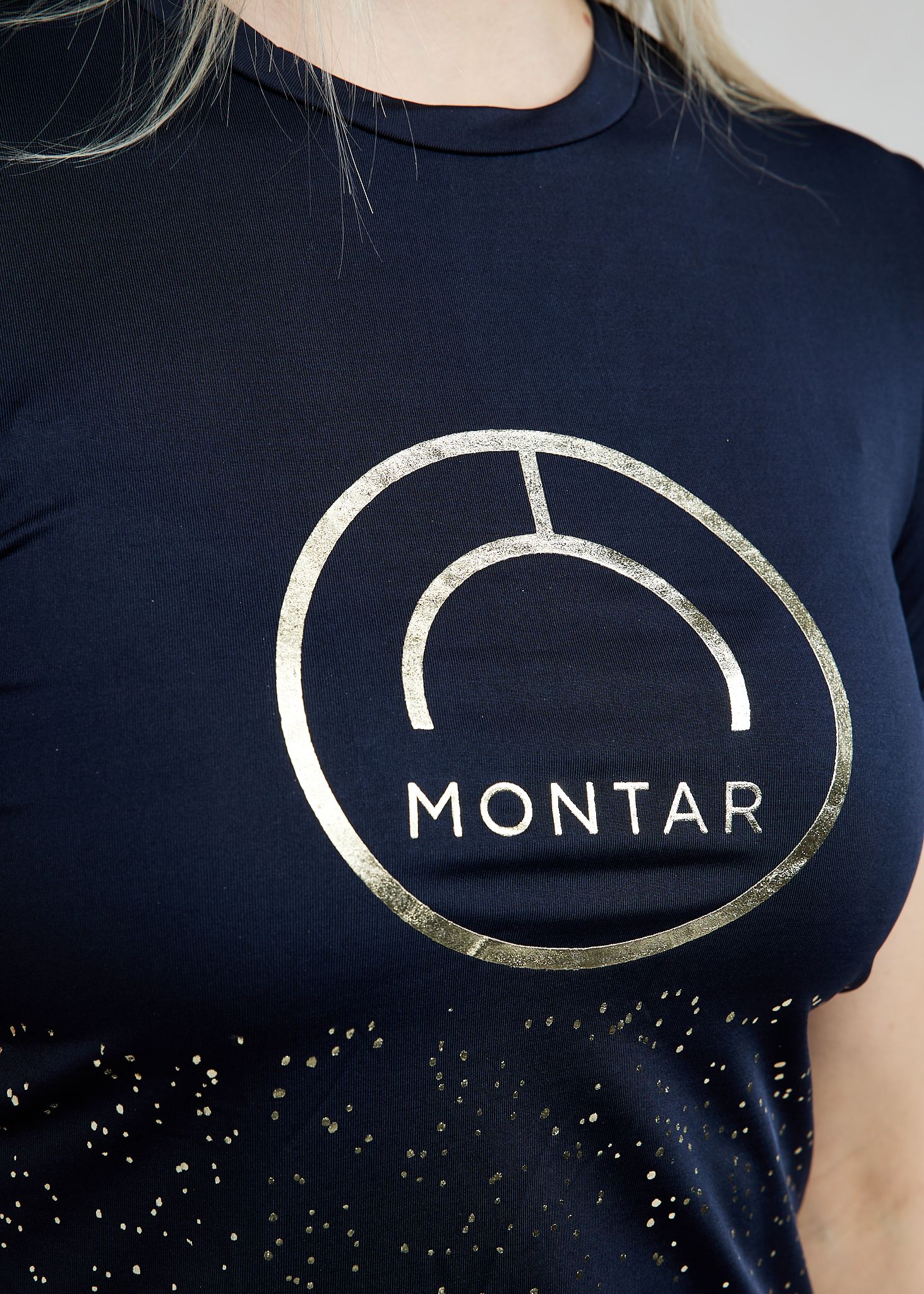 MoCille Tee w. Champagne Print - Navy