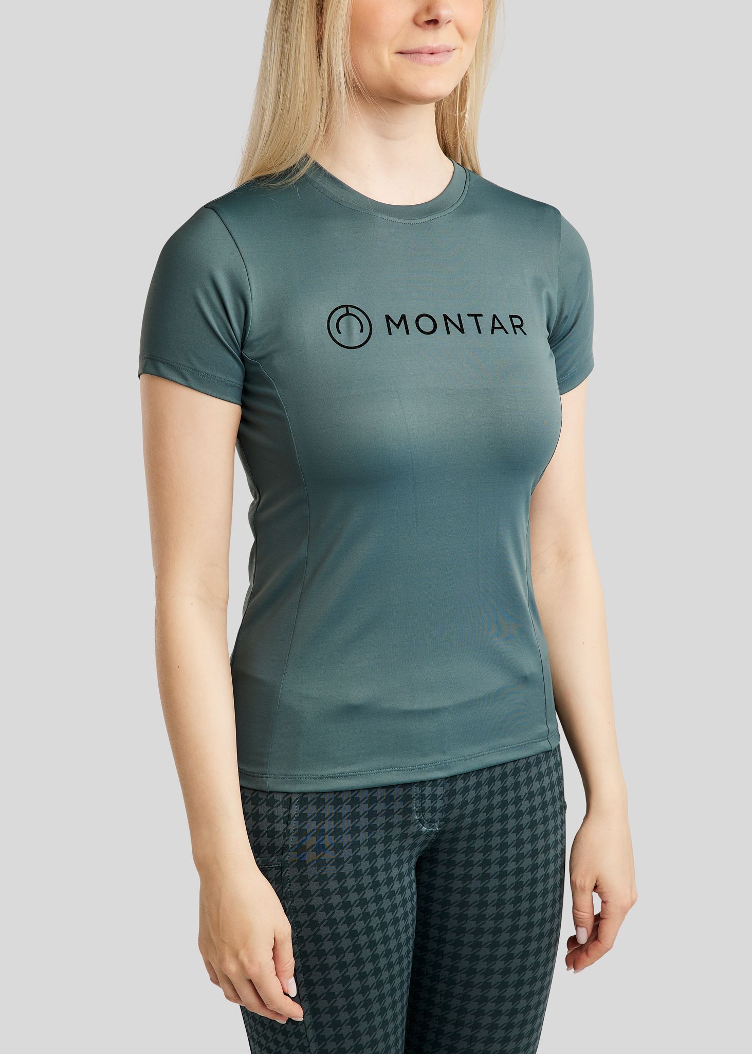 MoHannah SS Tee w. Frontprinted Houndstooth Logo - Jade