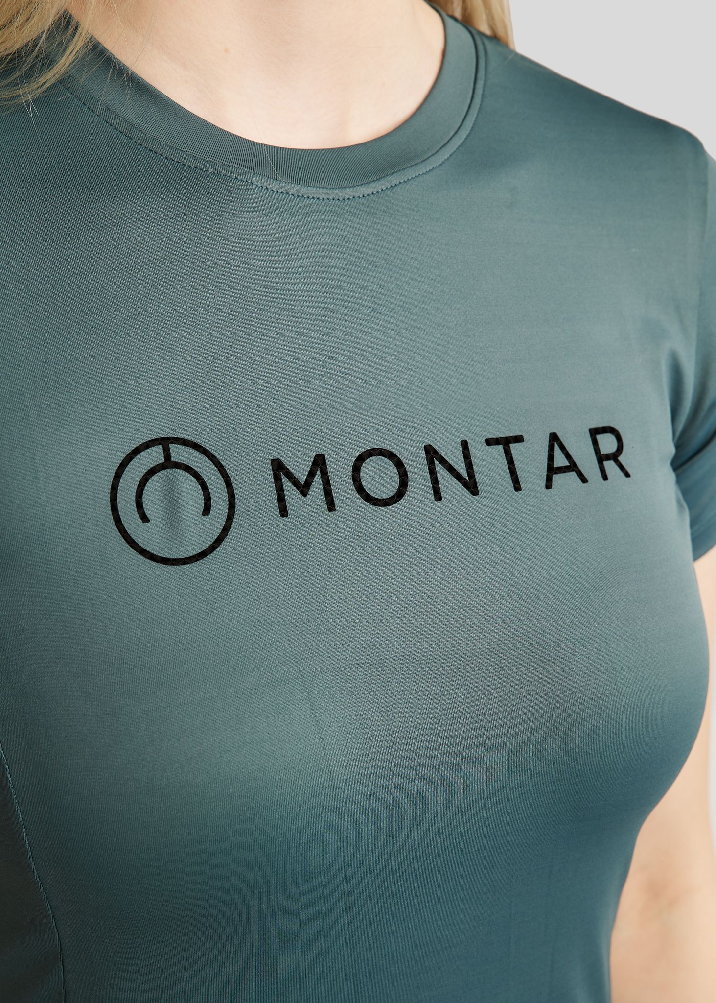 MoHannah SS Tee w. Frontprinted Houndstooth Logo - Jade