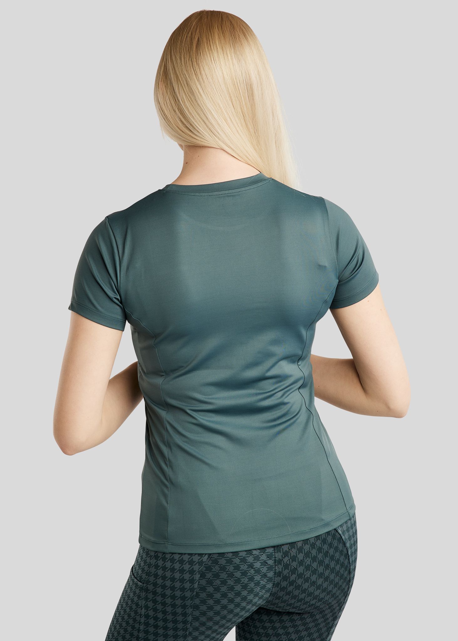 MoHannah SS Tee w. Frontprinted Houndstooth Logo - Jade