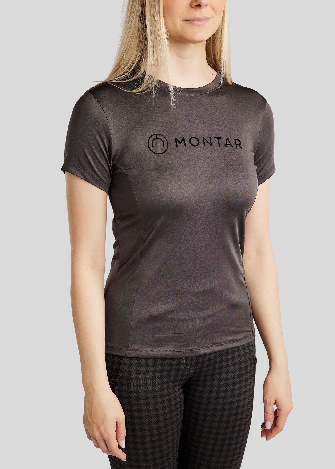 MoHannah SS Tee w. Frontprinted Houndstooth Logo - Slate Grey