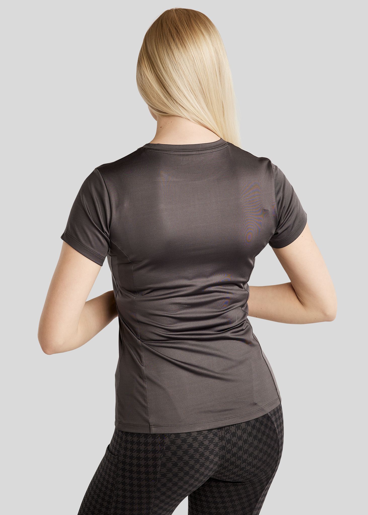 MoHannah SS Tee w. Frontprinted Houndstooth Logo - Slate Grey