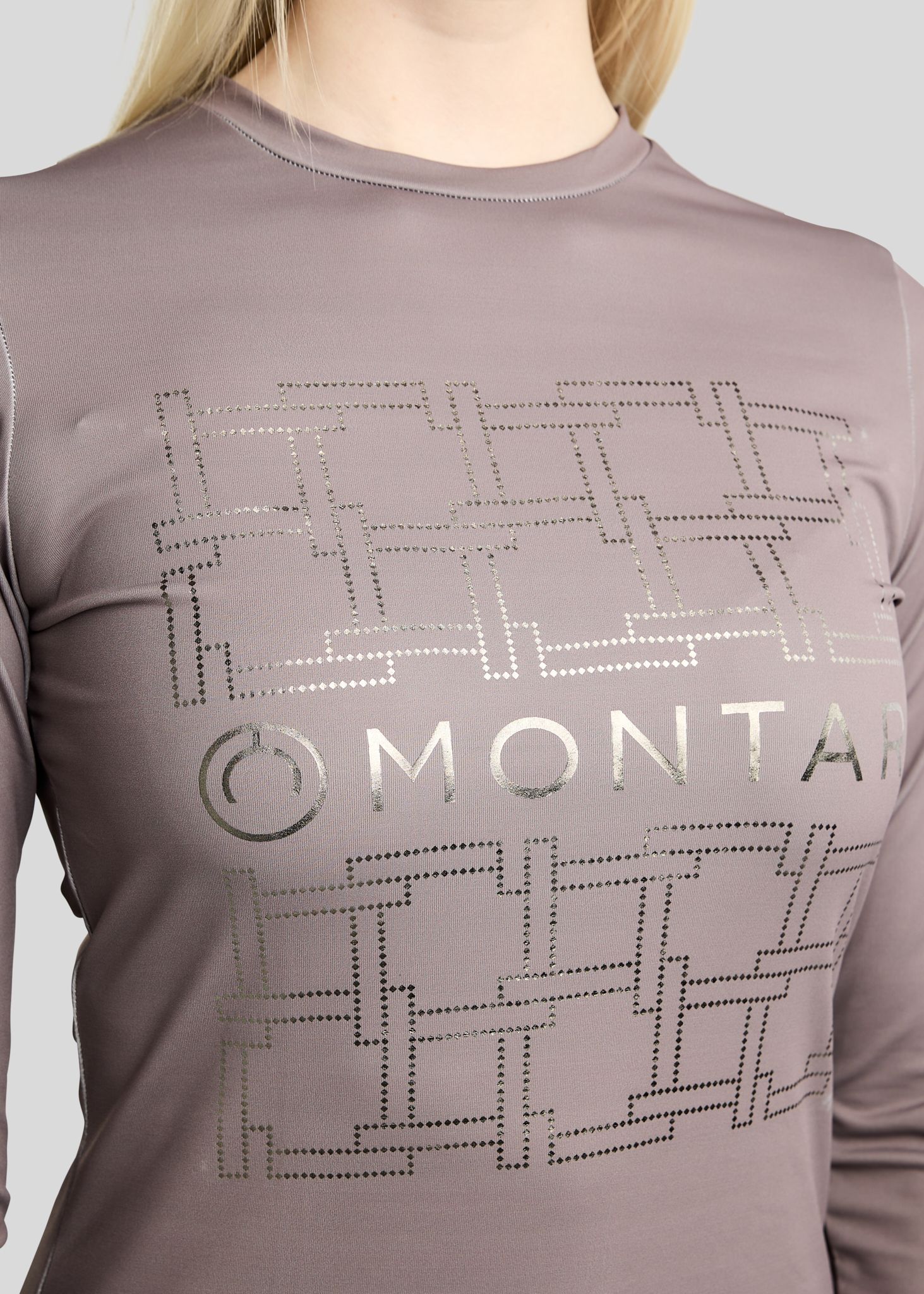 MoLeia Long Sleeved Tee w. Gun Metal Lumber Check Frontprint - Nougat Brown 