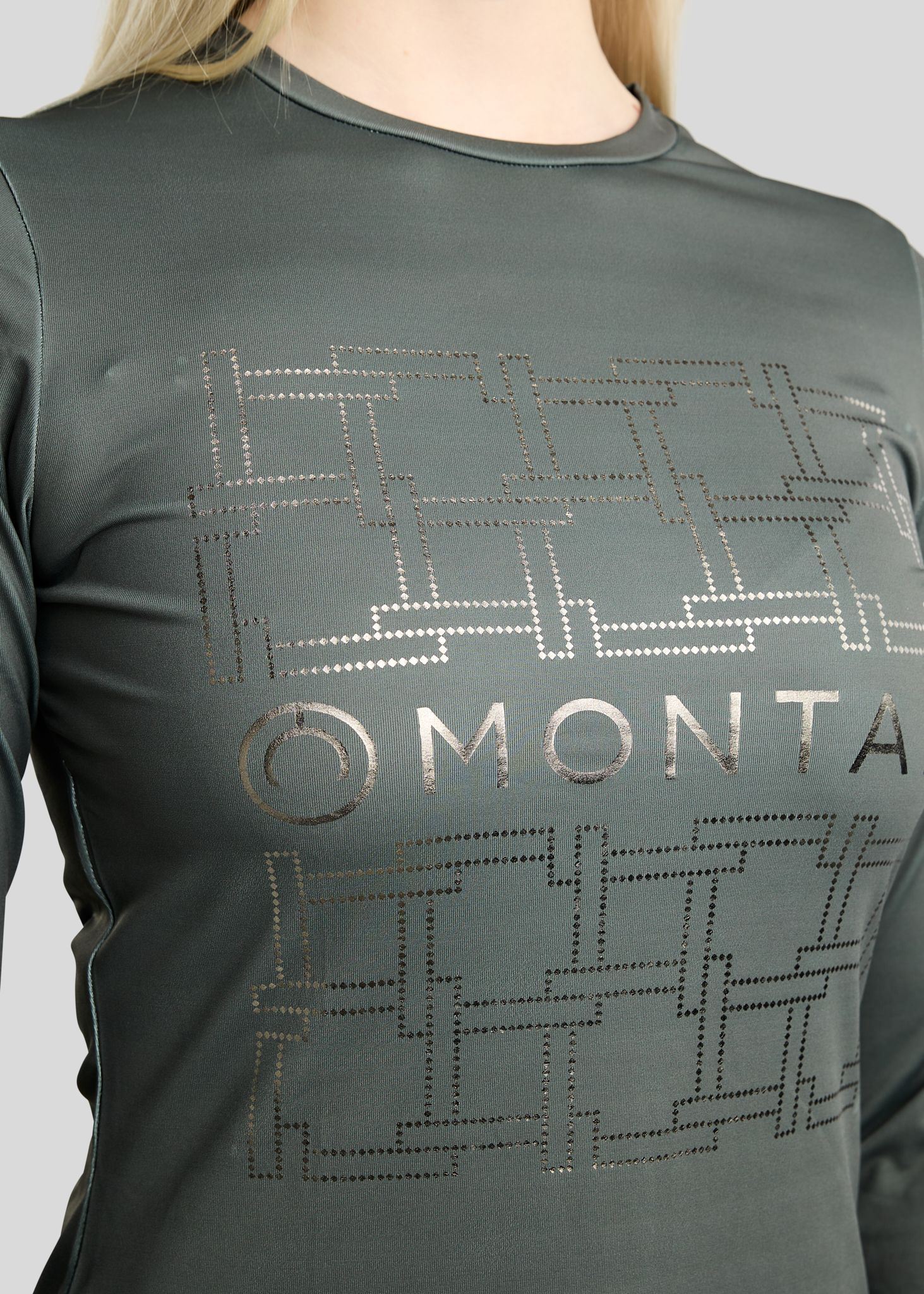 MoLeia Long Sleeved Tee w. Gun Metal Lumber Check Frontprint - Forest Green 