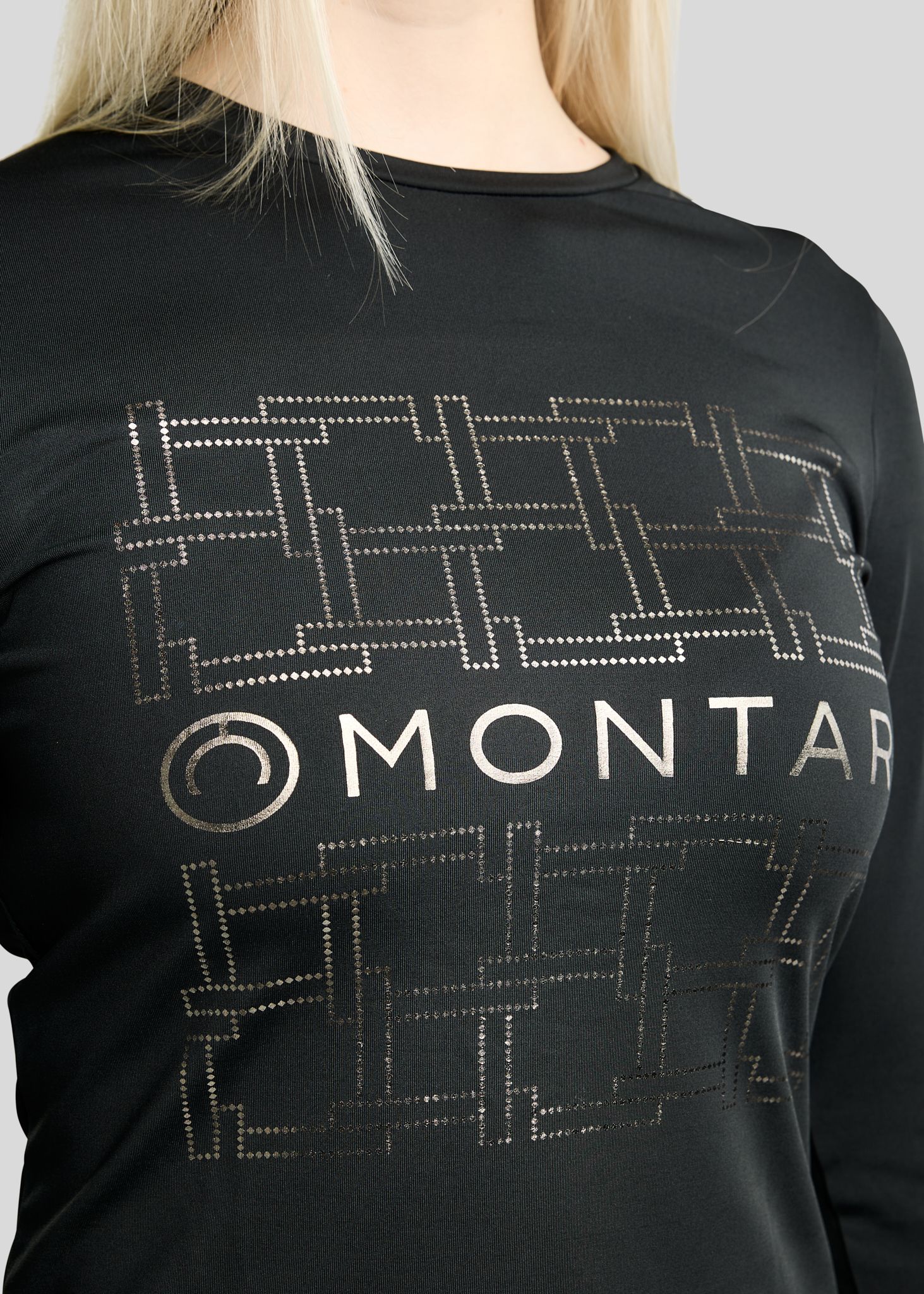 MoLeia Long Sleeved Tee w. Gun Metal Lumber Check Frontprint - Black 