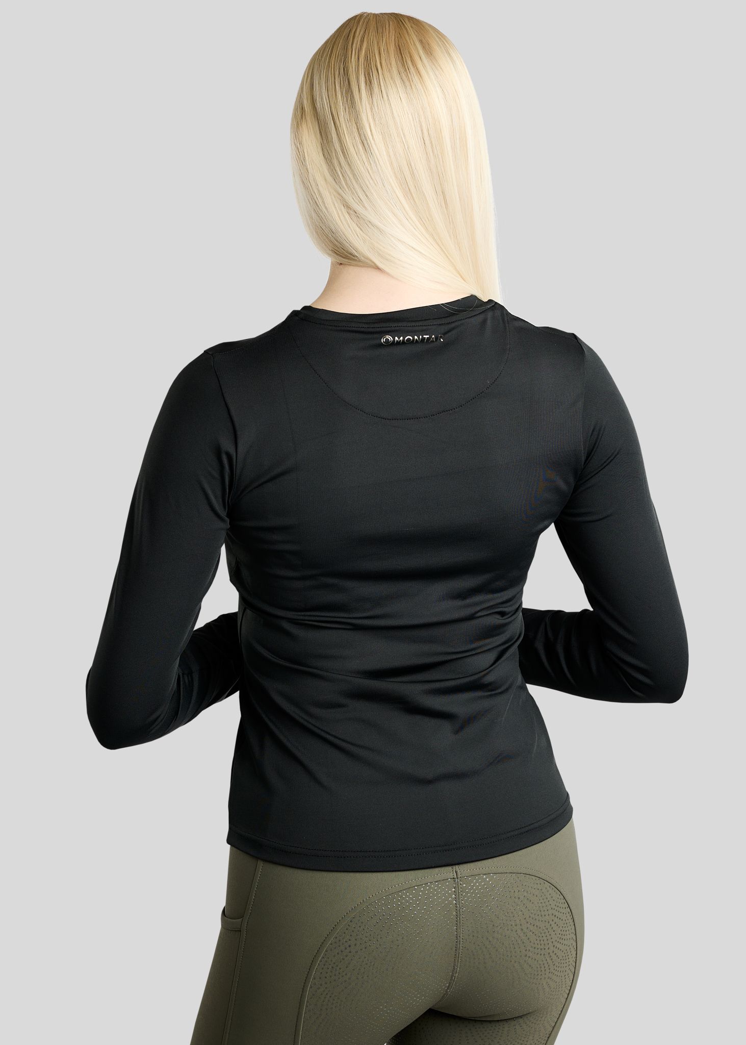 MoLeia Long Sleeved Tee w. Gun Metal Lumber Check Frontprint - Black 