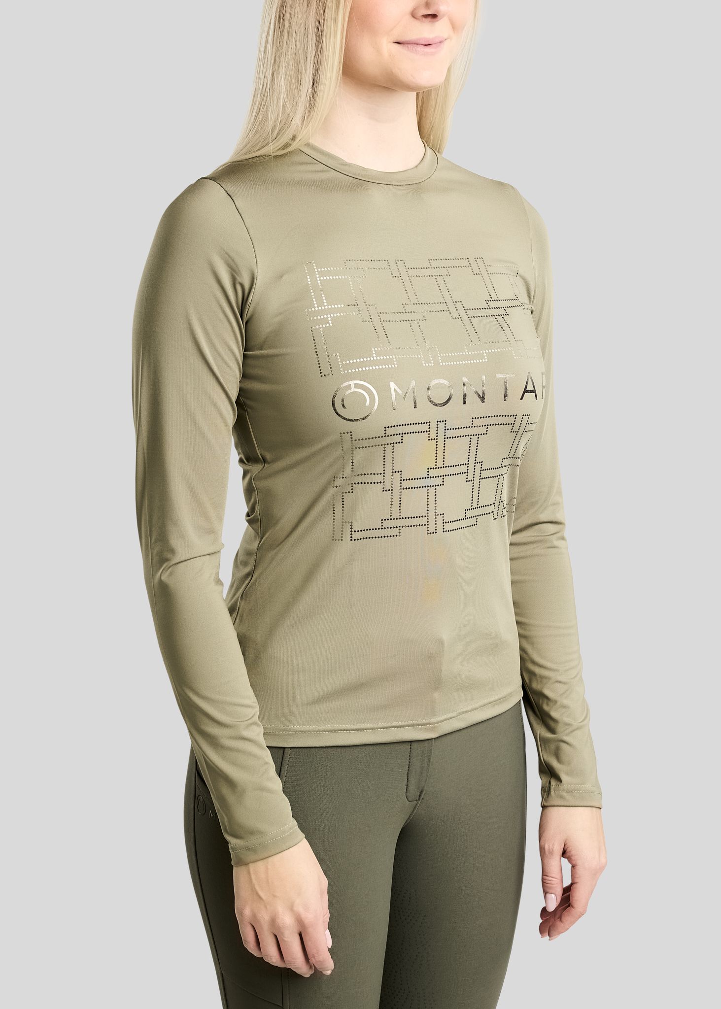 MoLeia Long Sleeved Tee w. Gun Metal Lumber Check Frontprint - Dusty Green 