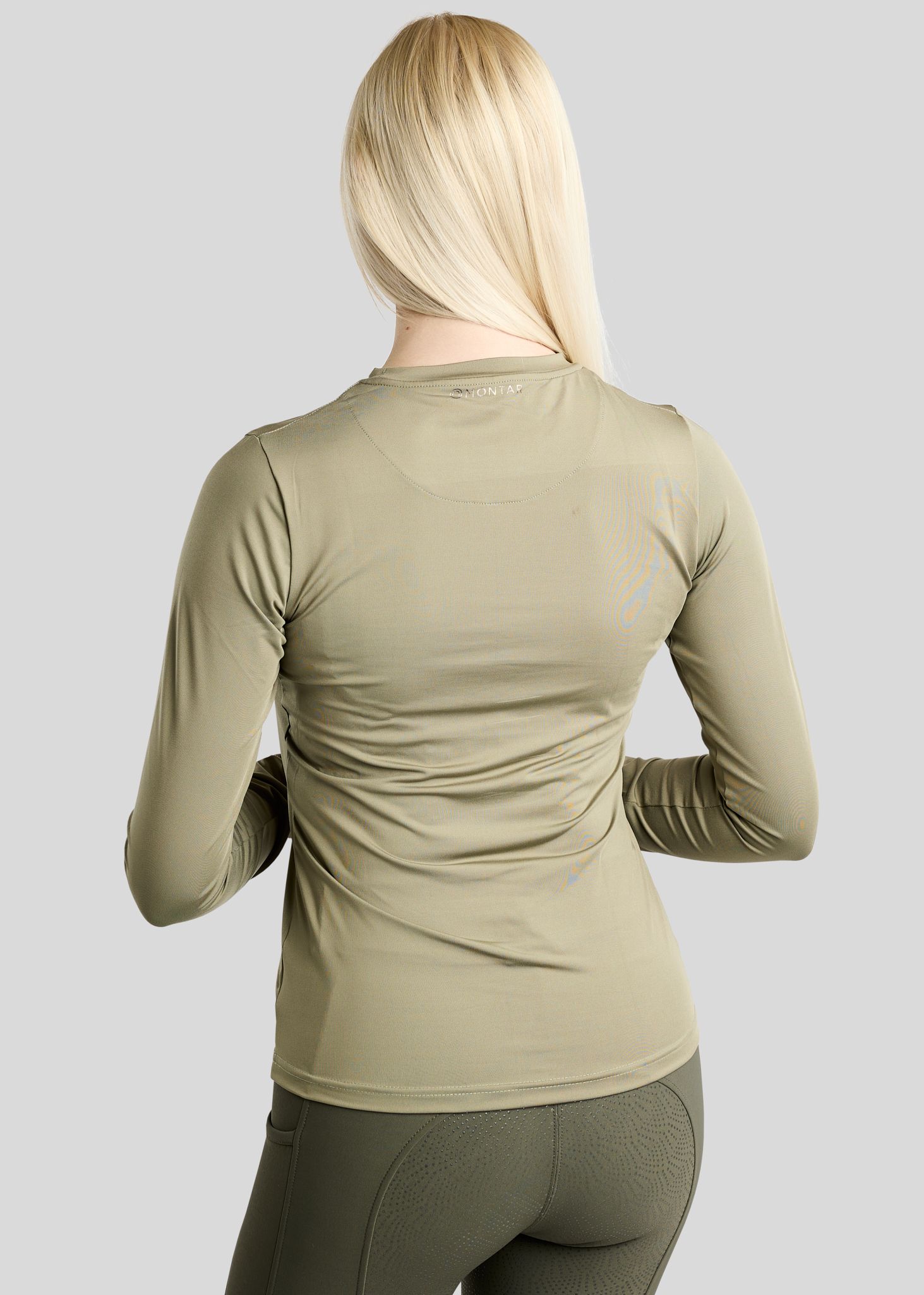 MoLeia Long Sleeved Tee w. Gun Metal Lumber Check Frontprint - Dusty Green 
