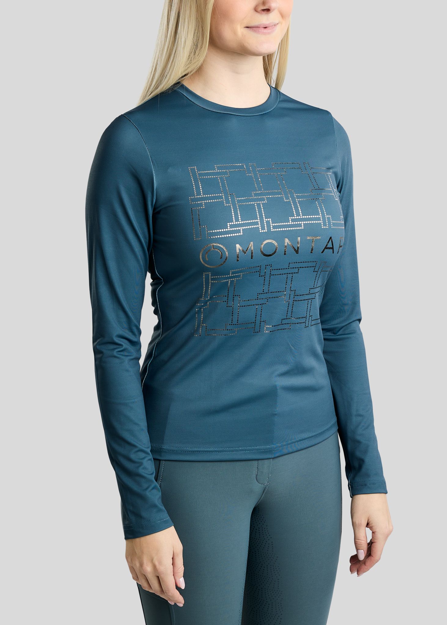 MoLeia Long Sleeved Tee w. Gun Metal Lumber Check Frontprint - Dark Slate 
