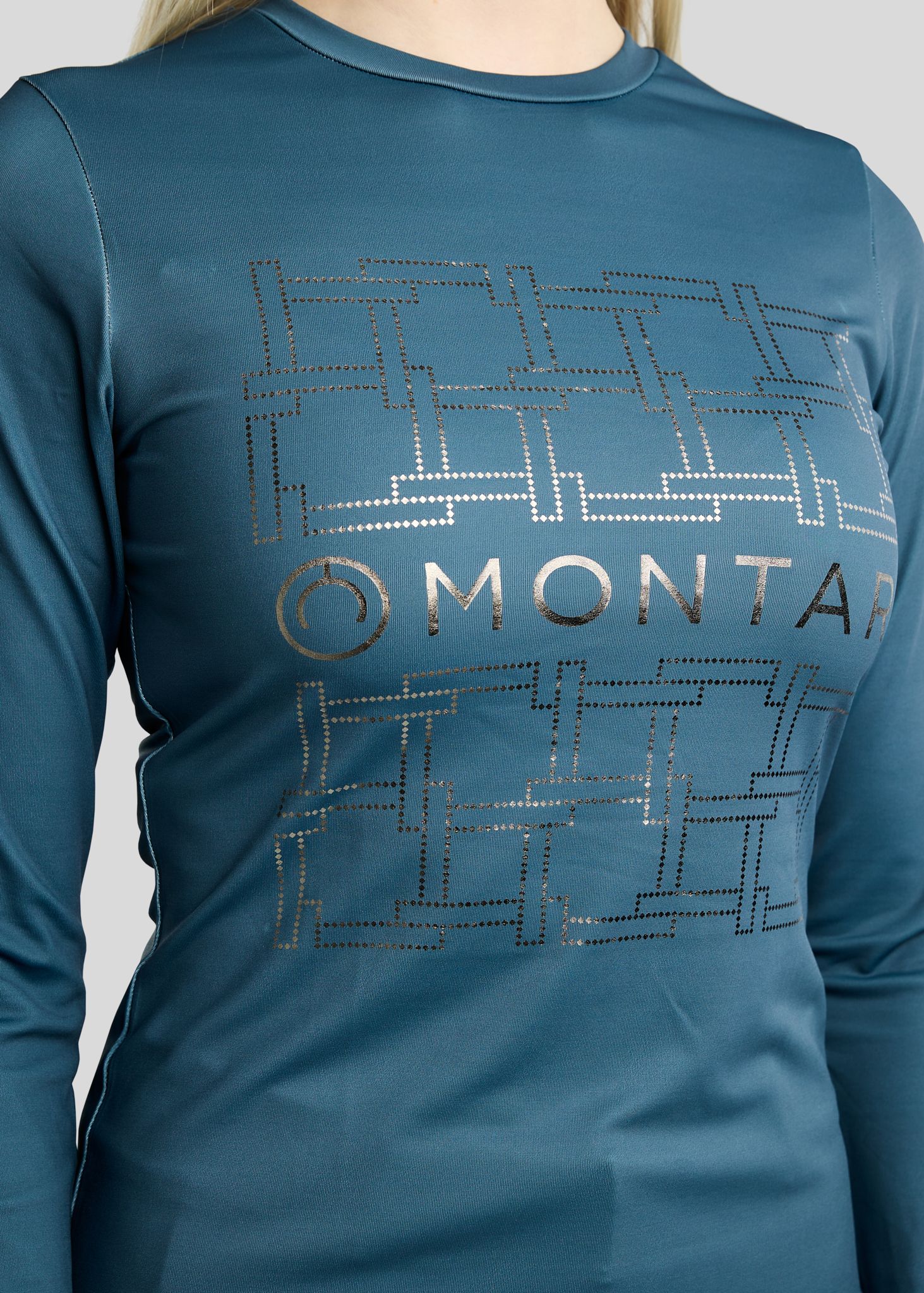 MoLeia Long Sleeved Tee w. Gun Metal Lumber Check Frontprint - Dark Slate 